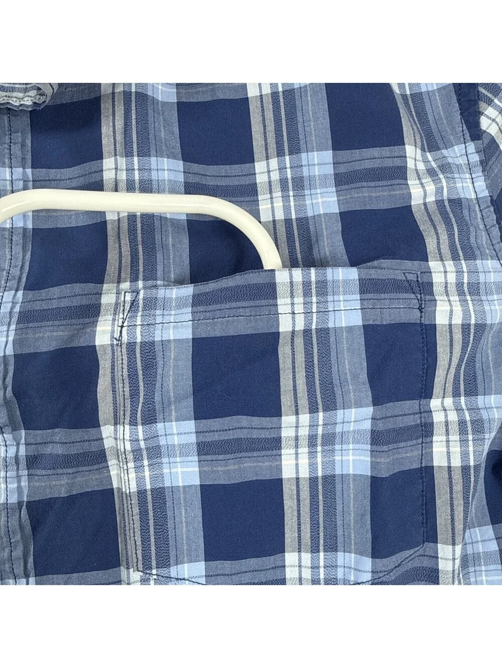Banana Republic Camden Fit Men's L Woven Cotton Plaid Button-Down Shirt Blue